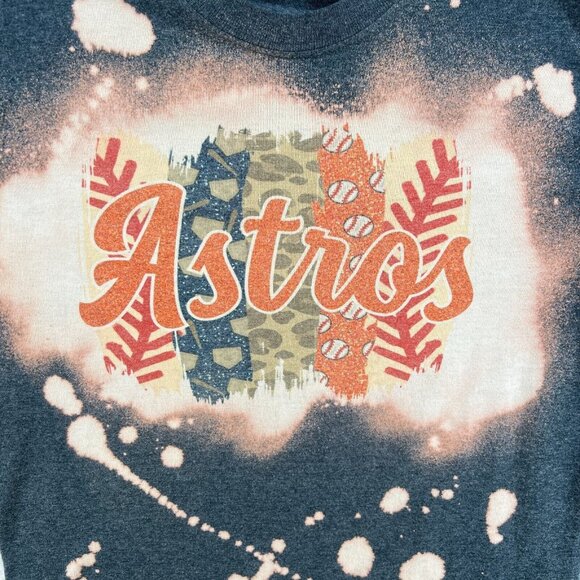 Houston Astros Custom 1 of 1 T Shirt Men Small Reverse Bleached MLB Baseball - Picture 15 of 16